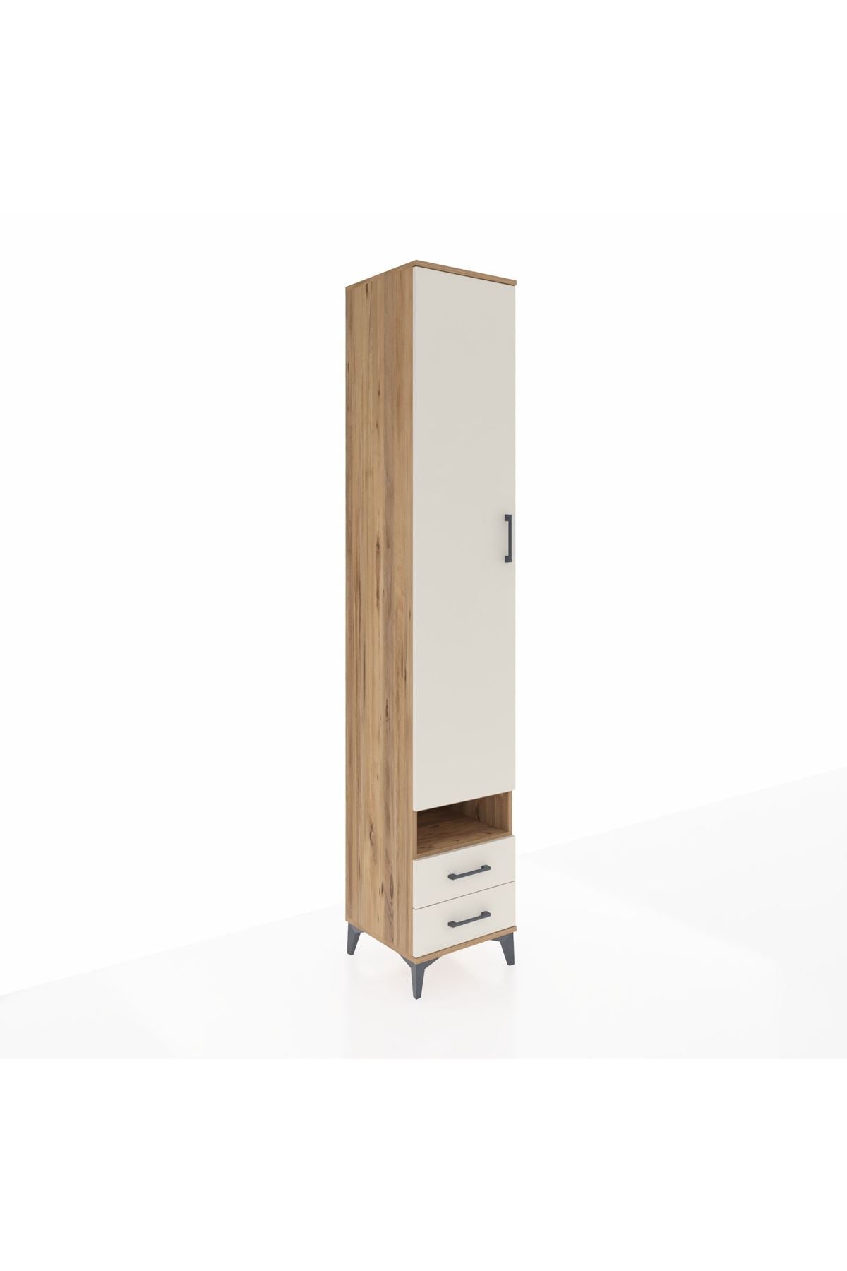 Hyperion Dolap 4 Raflı 2 Çekmeceli Tek Askılı 44x44x243 Çam-Aytaşı