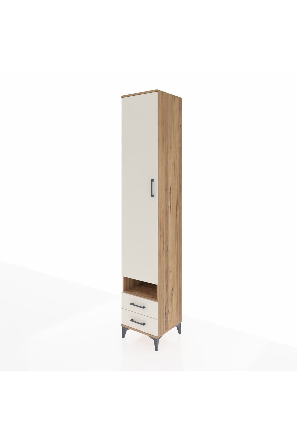 Hyperion Dolap 4 Raflı 2 Çekmeceli Tek Askılı 44x44x243 Çam-Aytaşı