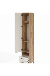 Hyperion Dolap 4 Raflı 2 Çekmeceli Tek Askılı 44x44x243 Çam-Aytaşı