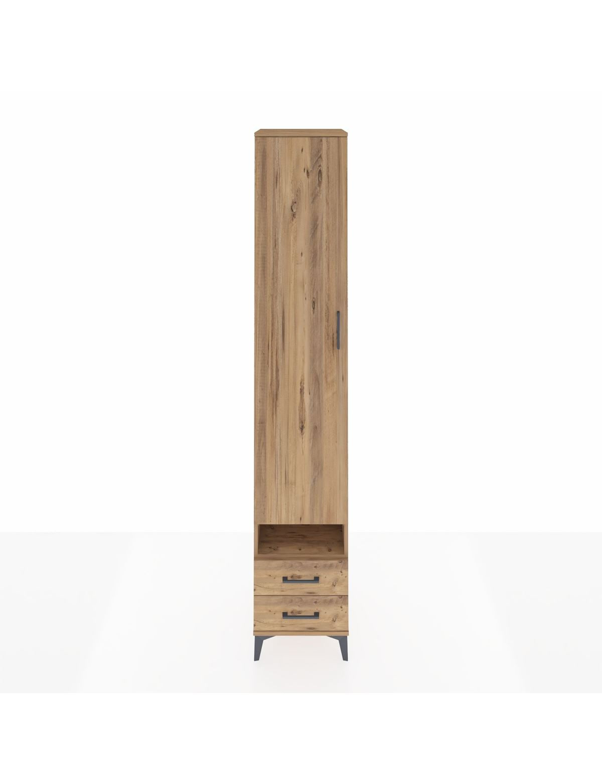 Hyperion Dolap 4 Raflı 2 Çekmeceli Tek Askılı 44x44x243 Çam-Çam