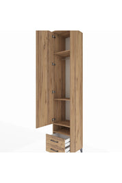 Hyperion Dolap 4 Raflı 2 Çekmeceli Tek Askılı 44x44x243 Çam-Çam