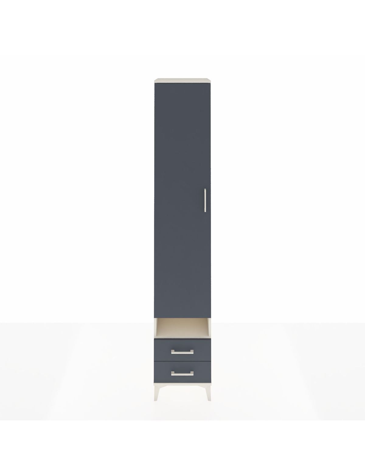 Hyperion Dolap 6 Raflı 2 Çekmeceli Tek Kapaklı 44x44x243 Aytaşı-Antrasit