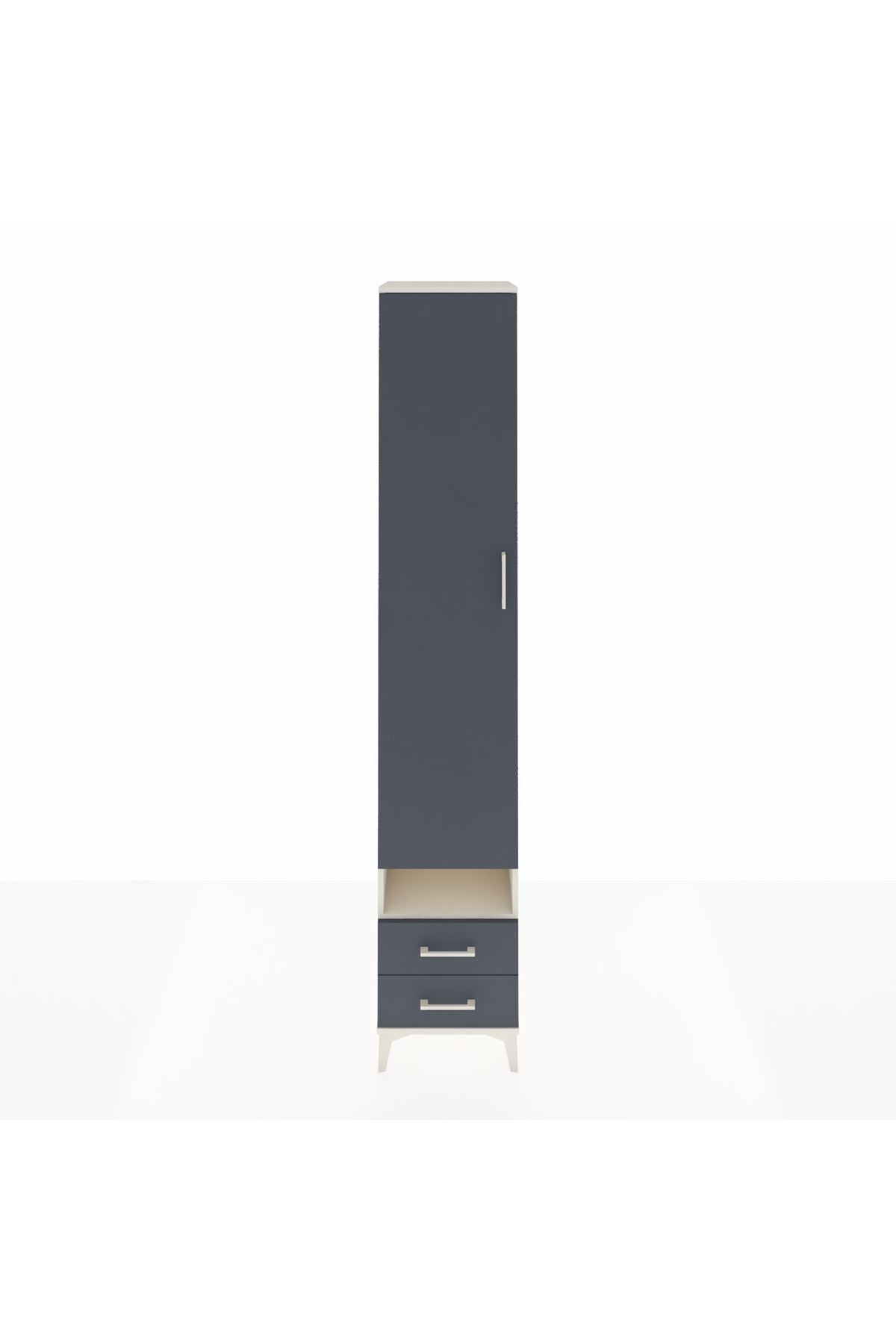 Hyperion Dolap 6 Raflı 2 Çekmeceli Tek Kapaklı 44x44x243 Aytaşı-Antrasit