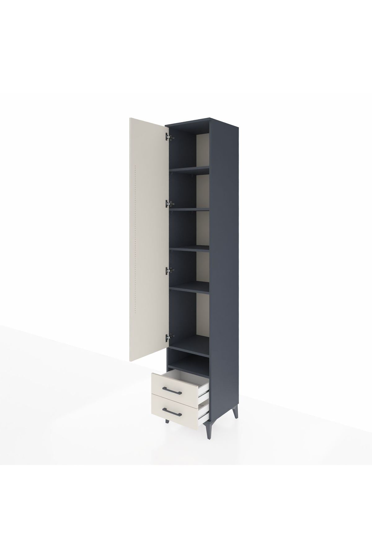 Hyperion Dolap 6 Raflı 2 Çekmeceli Tek Kapaklı 44x44x243 Antrasit-Aytaşı