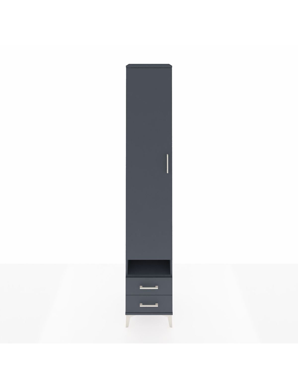 Hyperion Dolap 6 Raflı 2 Çekmeceli Tek Kapaklı 44x44x243 Antrasit-Antrasit