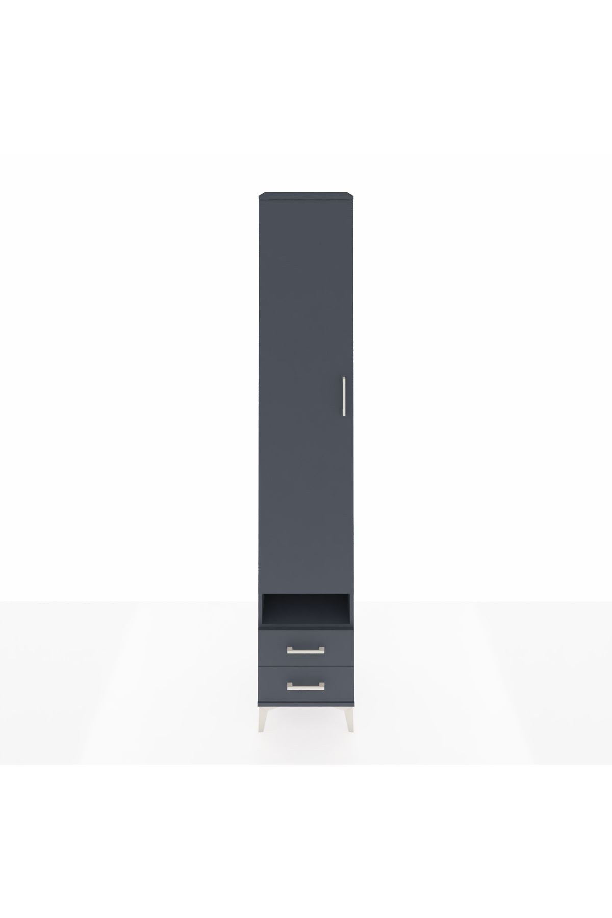 Hyperion Dolap 6 Raflı 2 Çekmeceli Tek Kapaklı 44x44x243 Antrasit-Antrasit