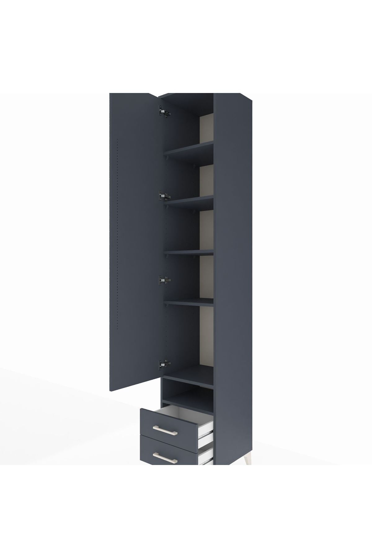 Hyperion Dolap 6 Raflı 2 Çekmeceli Tek Kapaklı 44x44x243 Antrasit-Antrasit