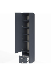 Hyperion Dolap 6 Raflı 2 Çekmeceli Tek Kapaklı 44x44x243 Antrasit-Antrasit