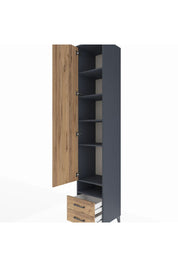 Hyperion Dolap 6 Raflı 2 Çekmeceli Tek Kapaklı 44x44x243 Antrasit-Çam