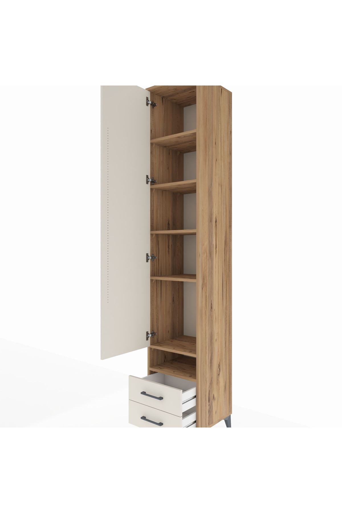 Hyperion Dolap 6 Raflı 2 Çekmeceli Tek Kapaklı 44x44x243 Çam-Aytaşı