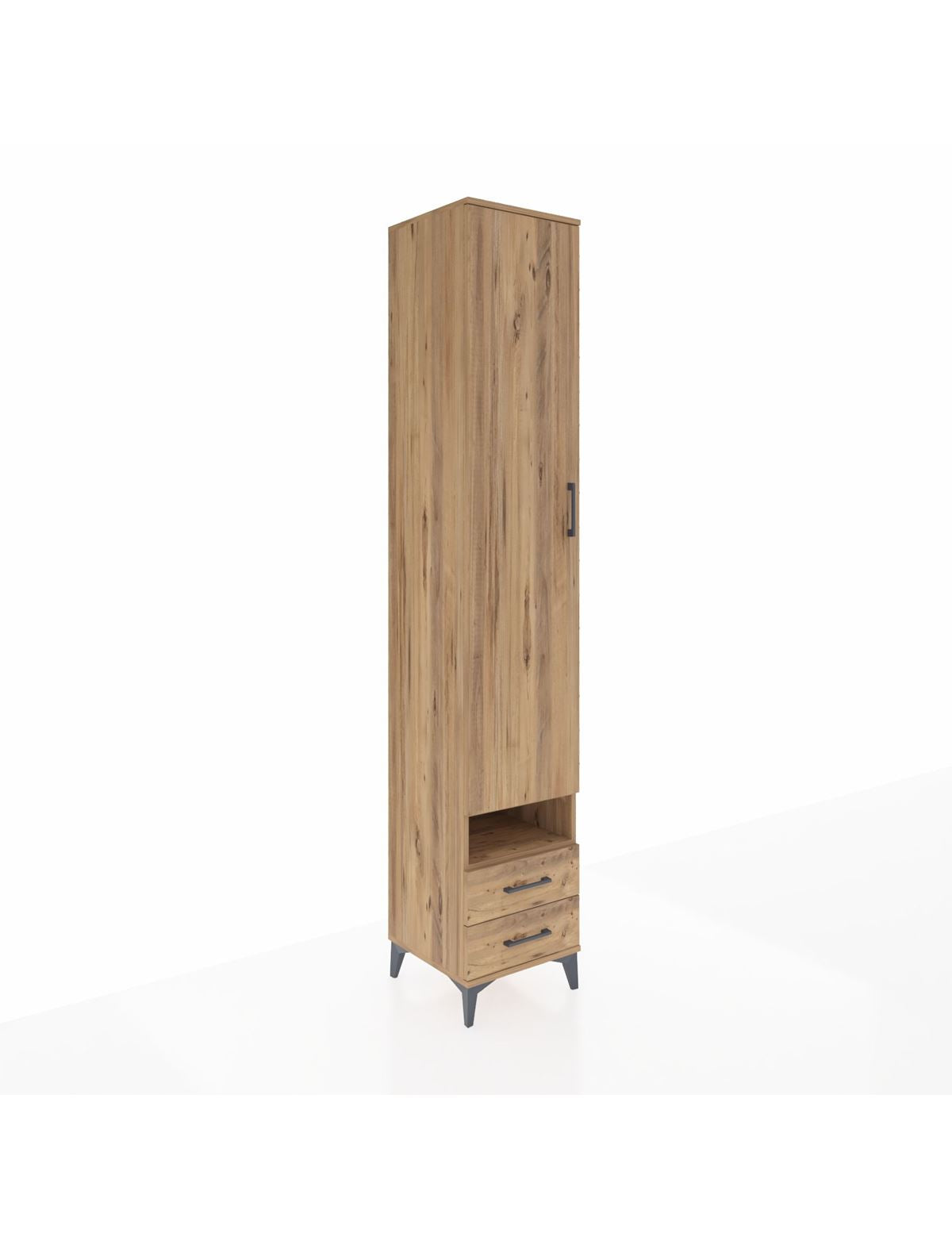 Hyperion Dolap 6 Raflı 2 Çekmeceli Tek Kapaklı 44x44x243 Çam-Çam