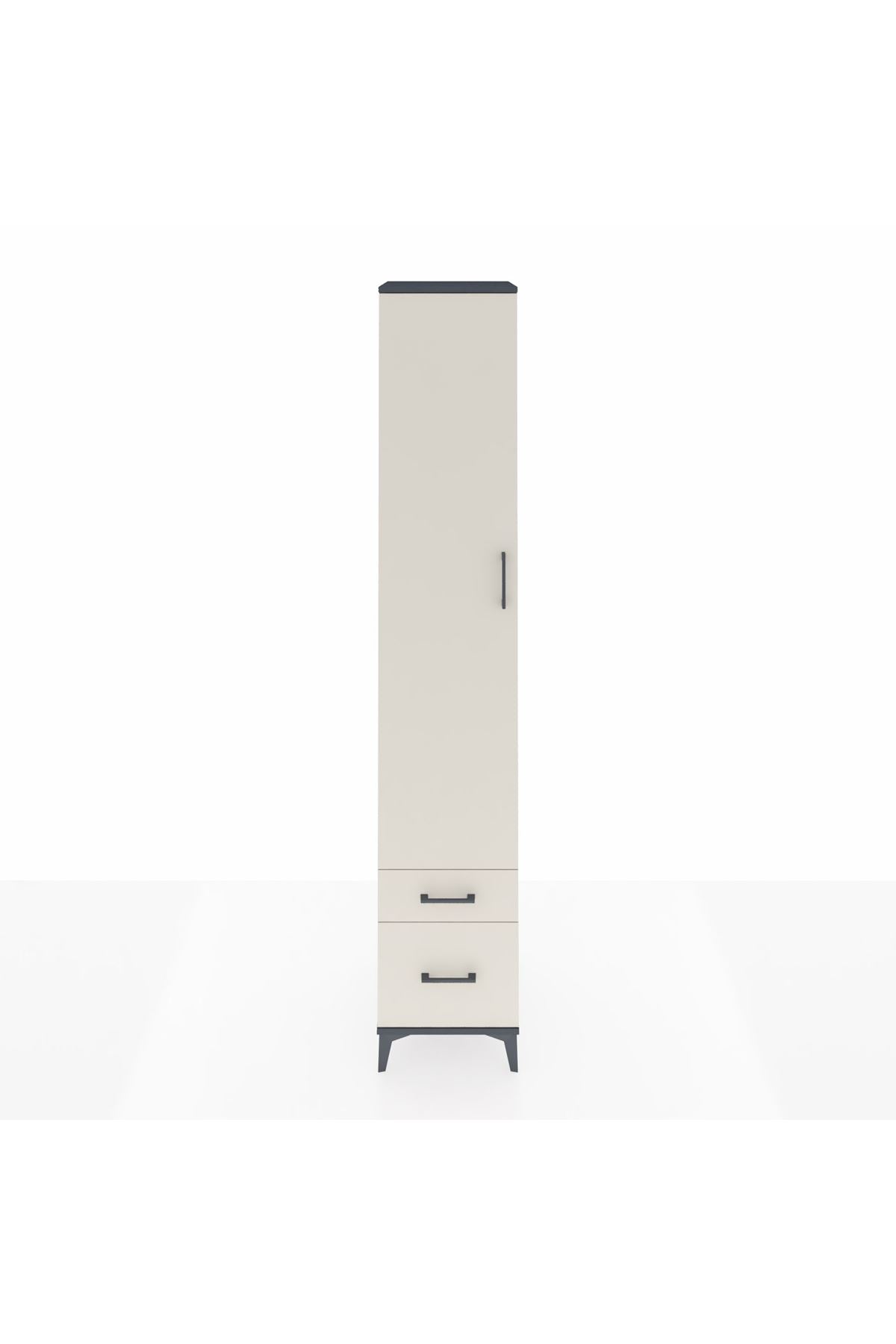 Hyperion Dolap 3 Raflı 2 Çekmeceli Tek Askılı 44x44x243 Antrasit-Aytaşı