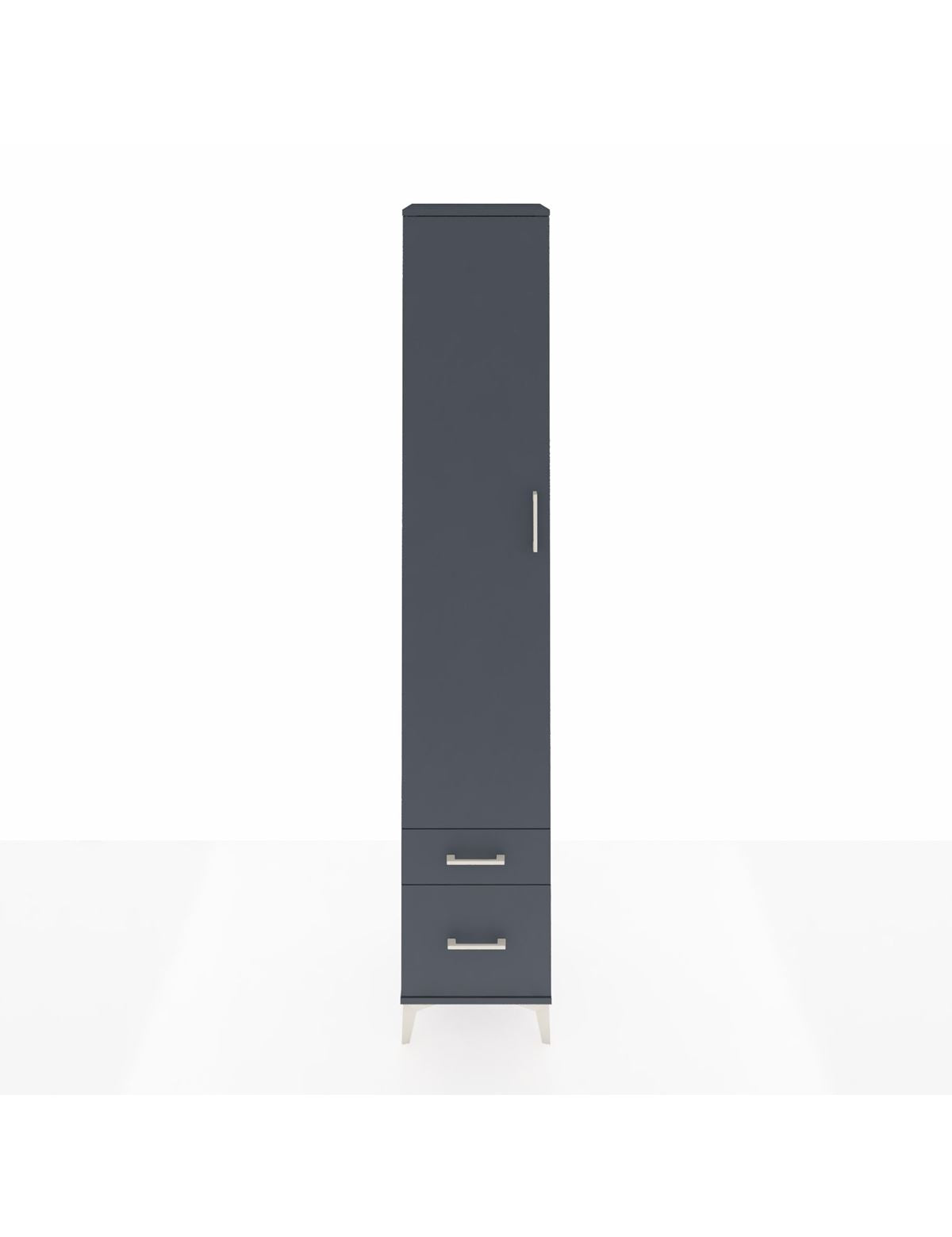 Hyperion Dolap 3 Raflı 2 Çekmeceli Tek Askılı 44x44x243 Antrasit-Antrasit