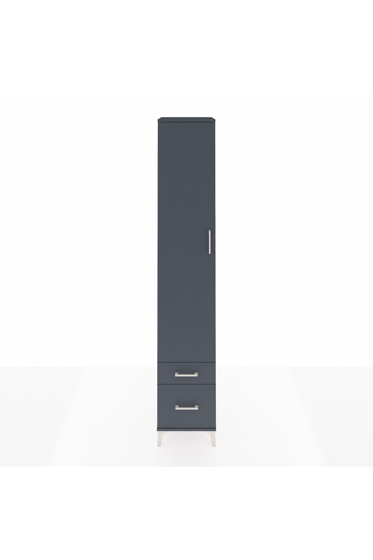 Hyperion Dolap 3 Raflı 2 Çekmeceli Tek Askılı 44x44x243 Antrasit-Antrasit