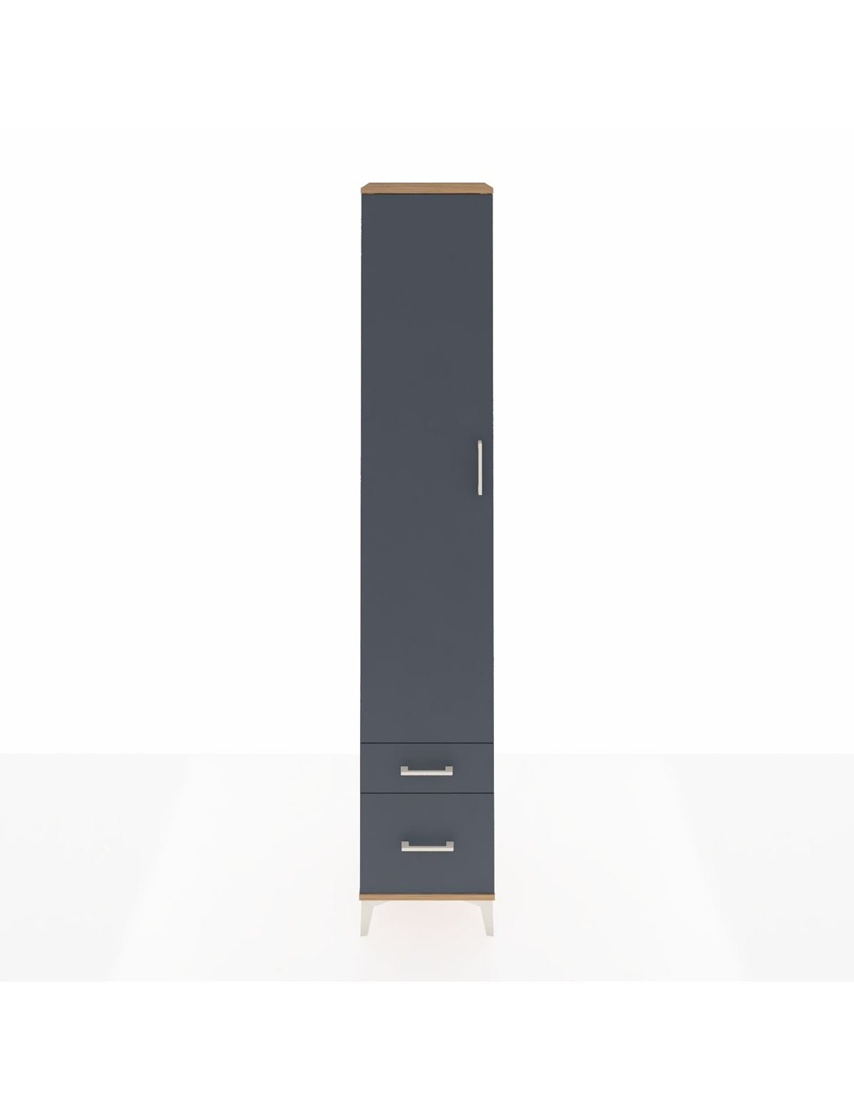 Hyperion Dolap 3 Raflı 2 Çekmeceli Tek Askılı 44x44x243 Çam-Antrasit