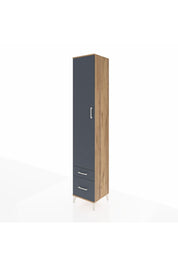 Hyperion Dolap 3 Raflı 2 Çekmeceli Tek Askılı 44x44x243 Çam-Antrasit