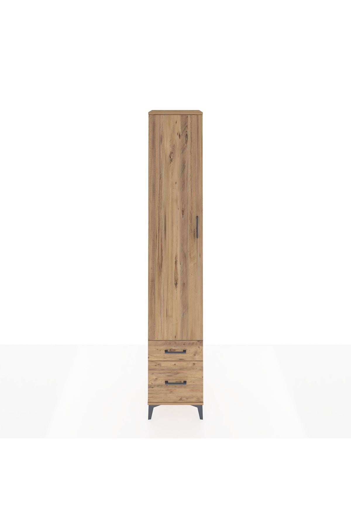 Hyperion Dolap 3 Raflı 2 Çekmeceli Tek Askılı 44x44x243 Çam-Çam