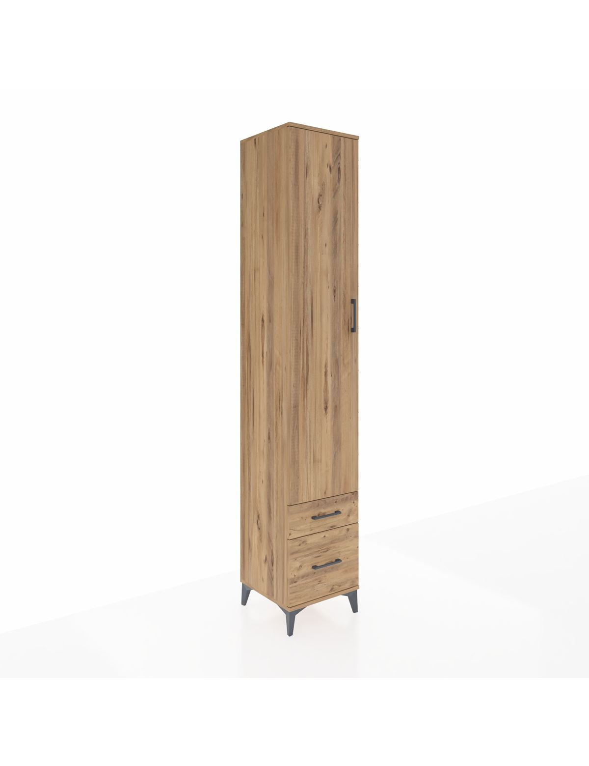 Hyperion Dolap 3 Raflı 2 Çekmeceli Tek Askılı 44x44x243 Çam-Çam