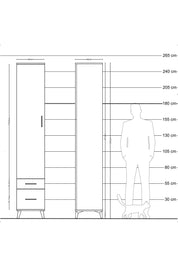 Hyperion Dolap 3 Raflı 2 Çekmeceli Tek Askılı 44x44x243 Çam-Çam