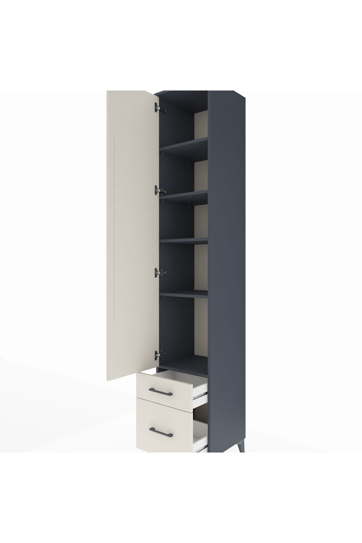 Hyperion Dolap 5 Raflı 2 Çekmeceli Tek Kapaklı 44x44x243 Antrasit-Aytaşı