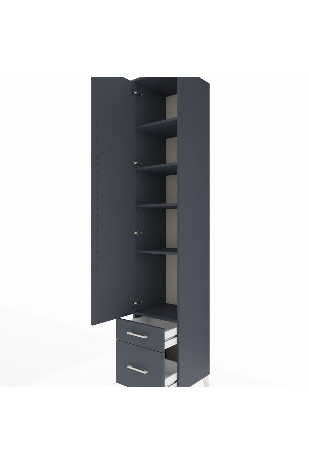 Hyperion Dolap 5 Raflı 2 Çekmeceli Tek Kapaklı 44x44x243 Antrasit-Antrasit