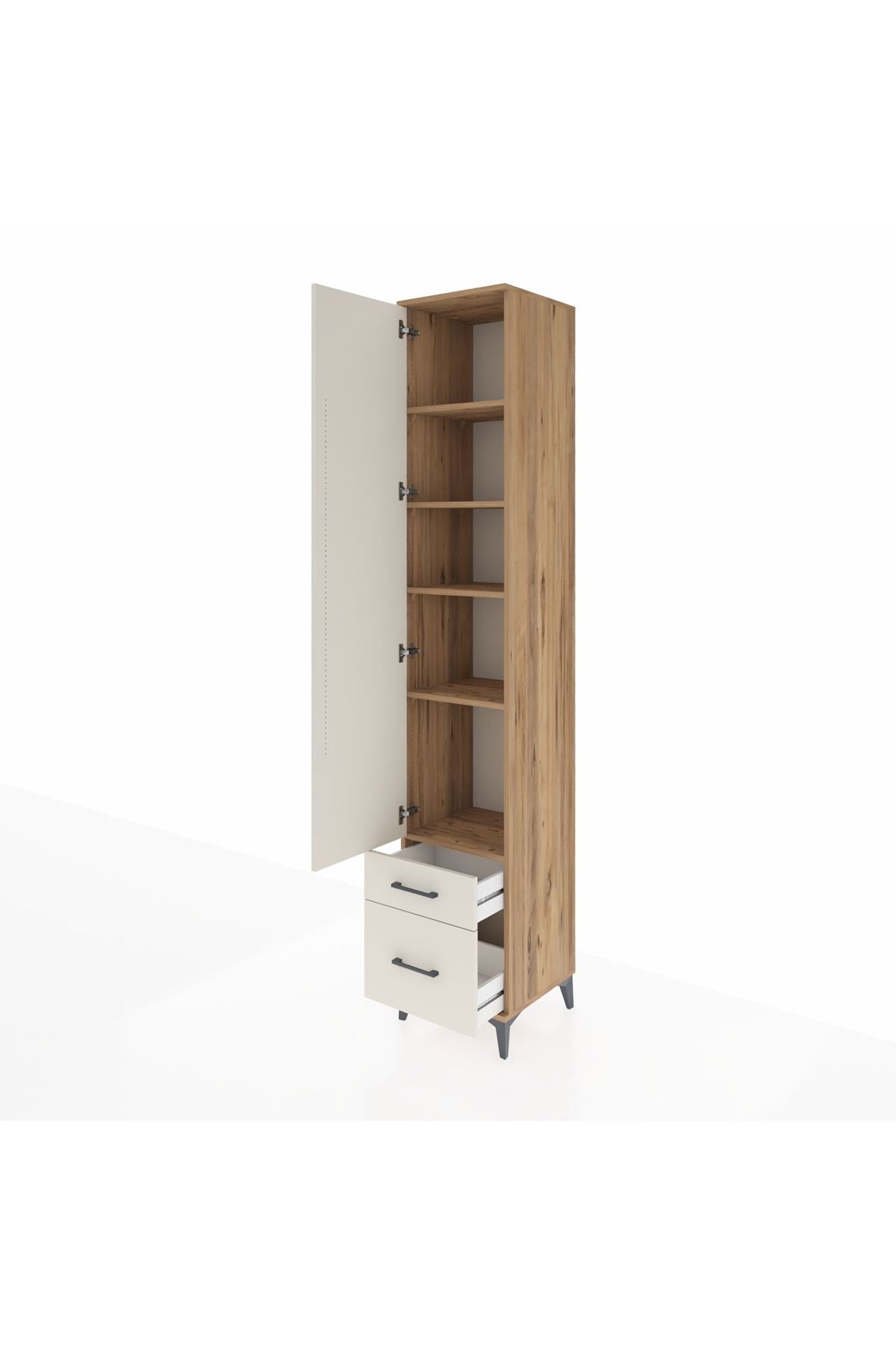 Hyperion Dolap 5 Raflı 2 Çekmeceli Tek Kapaklı 44x44x243 Çam-Aytaşı