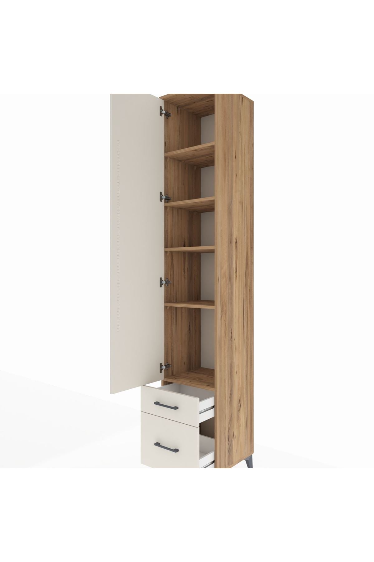 Hyperion Dolap 5 Raflı 2 Çekmeceli Tek Kapaklı 44x44x243 Çam-Aytaşı