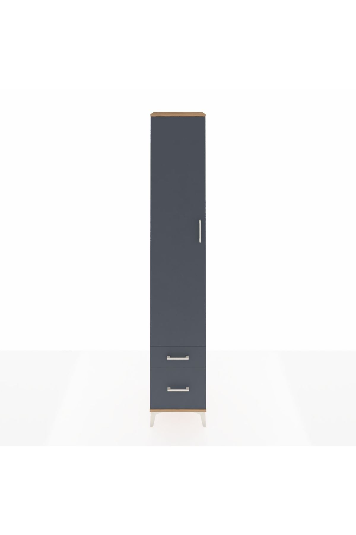 Hyperion Dolap 5 Raflı 2 Çekmeceli Tek Kapaklı 44x44x243 Çam-Antrasit