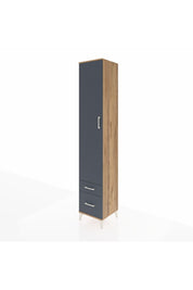 Hyperion Dolap 5 Raflı 2 Çekmeceli Tek Kapaklı 44x44x243 Çam-Antrasit