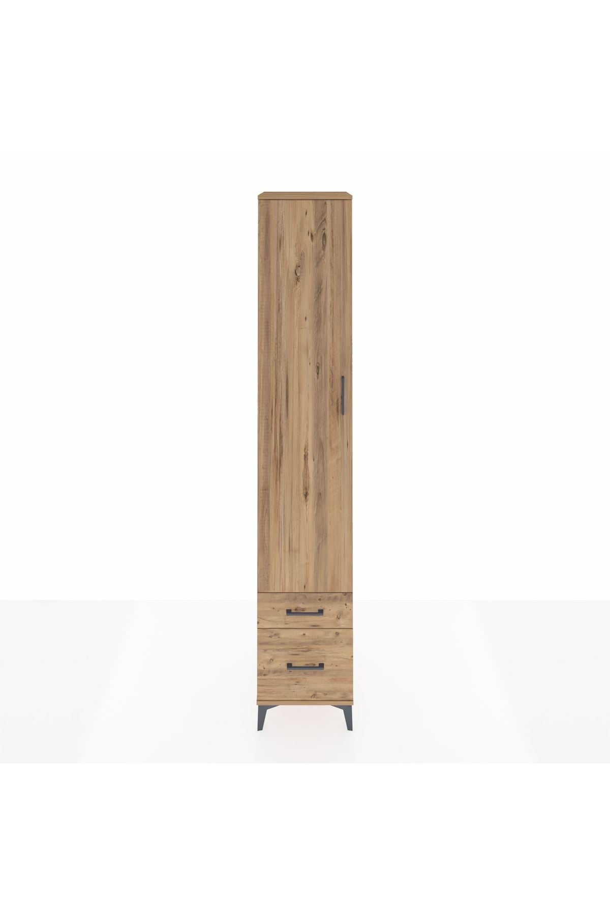 Hyperion Dolap 5 Raflı 2 Çekmeceli Tek Kapaklı 44x44x243 Çam-Çam