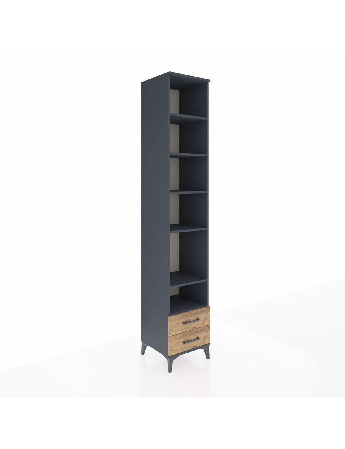 Hyperion Dolap 6 Raflı 2 Çekmeceli 44x44x243 Antrasit-Çam