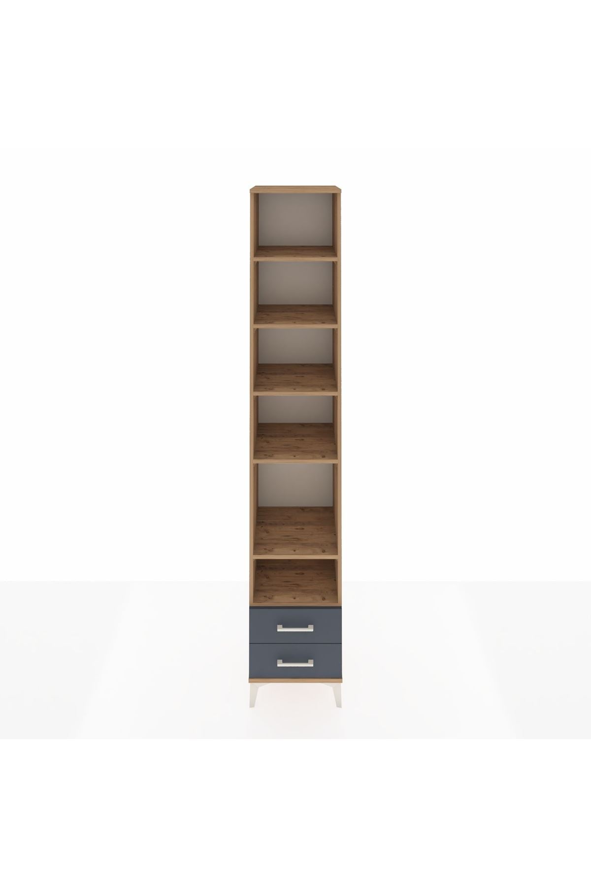 Hyperion Dolap 6 Raflı 2 Çekmeceli 44x44x243 Çam-Antrasit