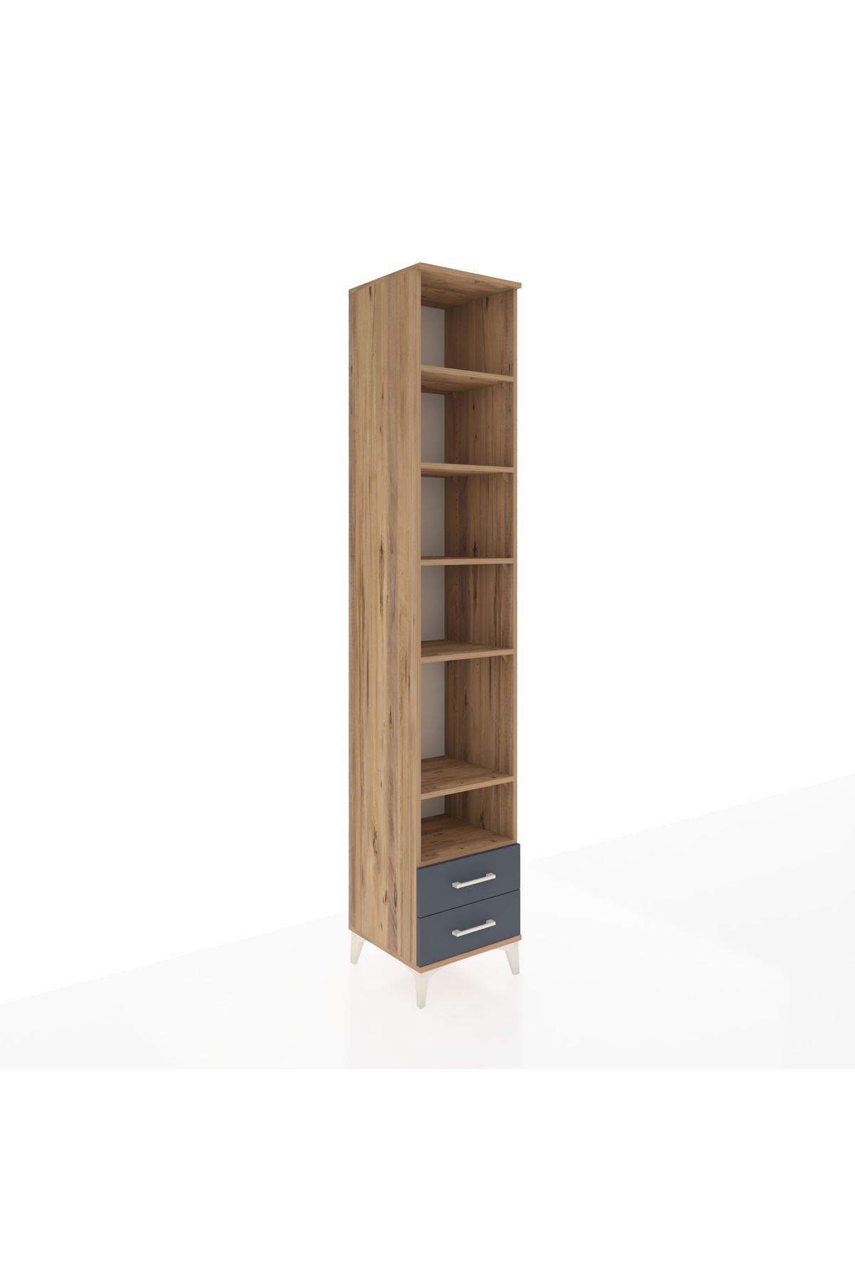 Hyperion Dolap 6 Raflı 2 Çekmeceli 44x44x243 Çam-Antrasit