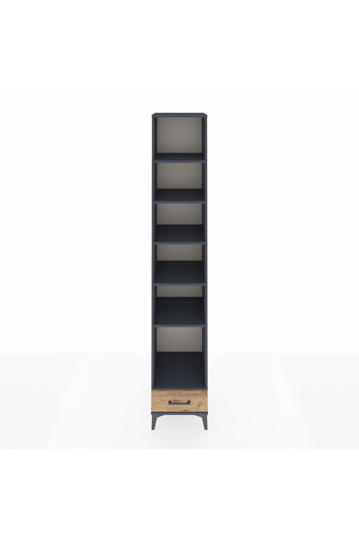 Hyperion Dolap 6 Raflı Tek Çekmeceli 44x44x243 Antrasit-Çam