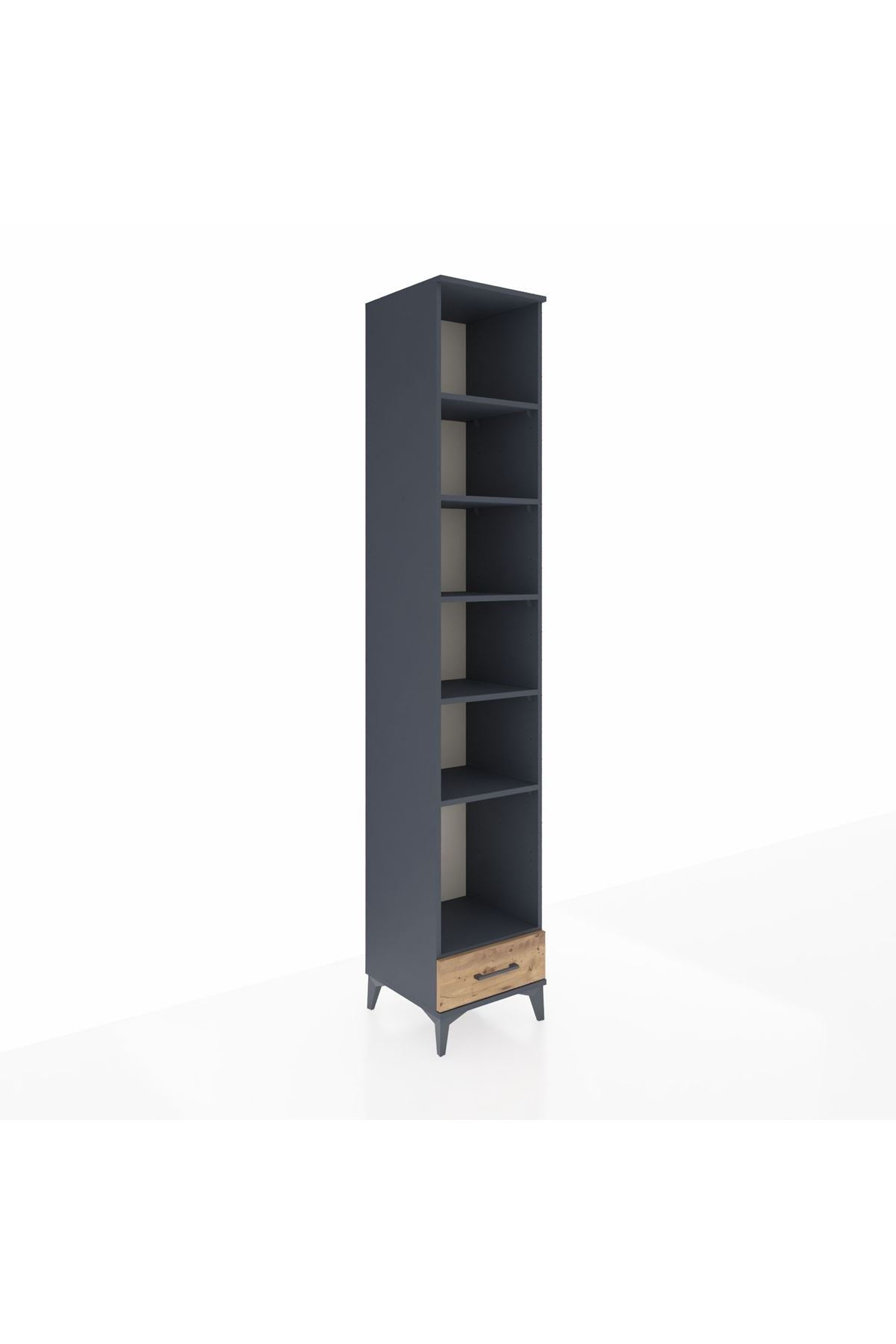 Hyperion Dolap 6 Raflı Tek Çekmeceli 44x44x243 Antrasit-Çam