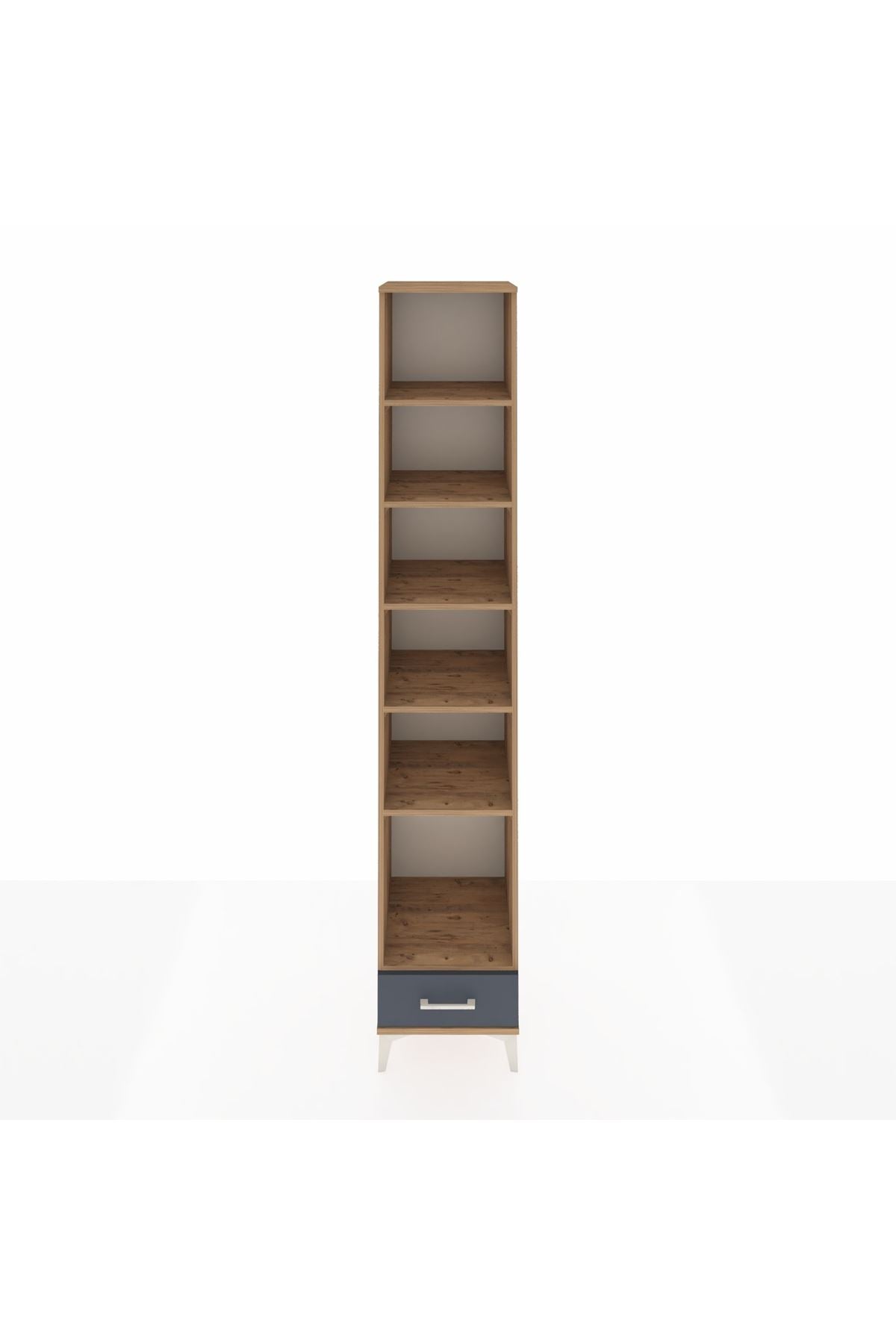 Hyperion Dolap 6 Raflı Tek Çekmeceli 44x44x243 Çam-Antrasit