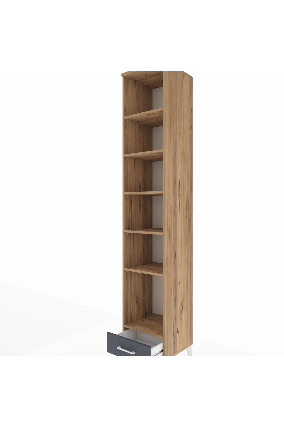 Hyperion Dolap 6 Raflı Tek Çekmeceli 44x44x243 Çam-Antrasit