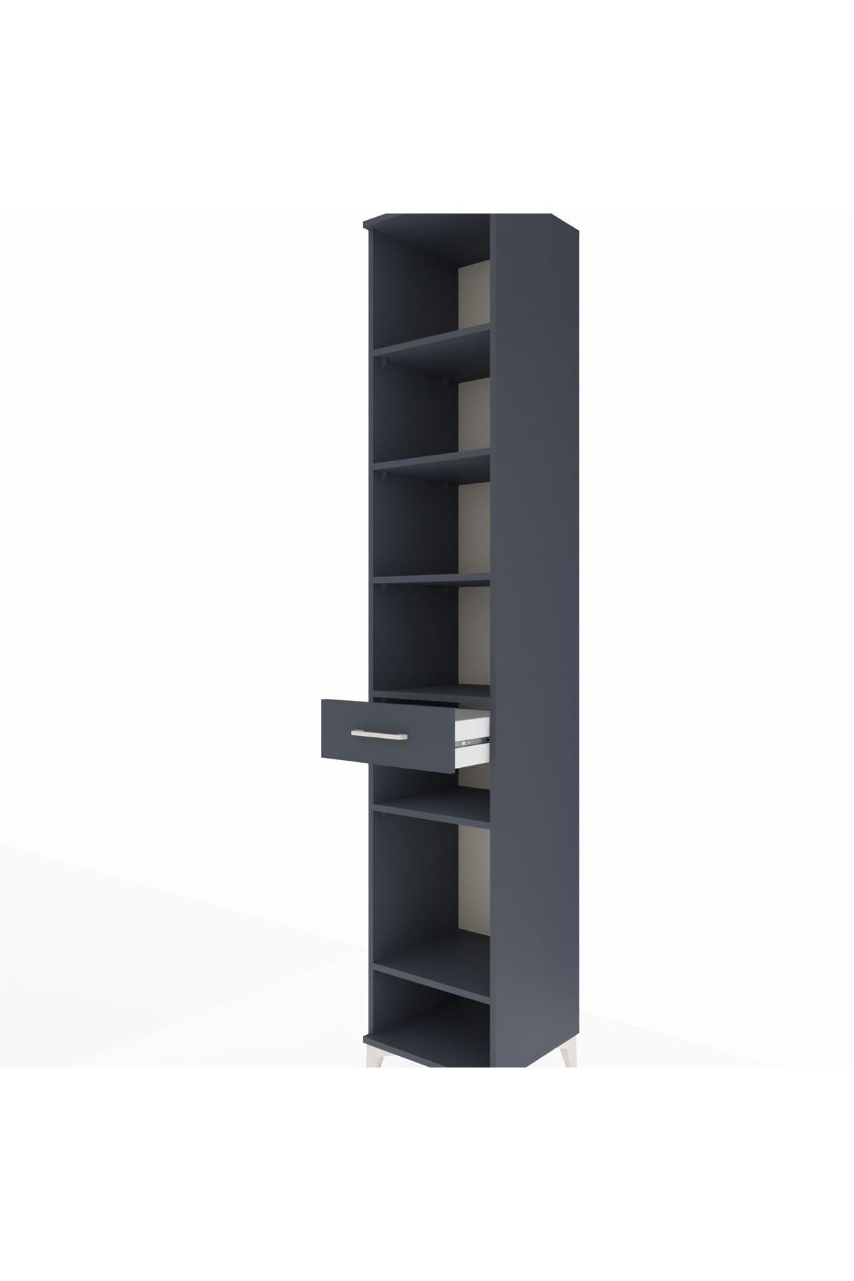 Hyperion Dolap 6 Raflı Tek Çekmeceli 44x44x243 Antrasit-Antrasit