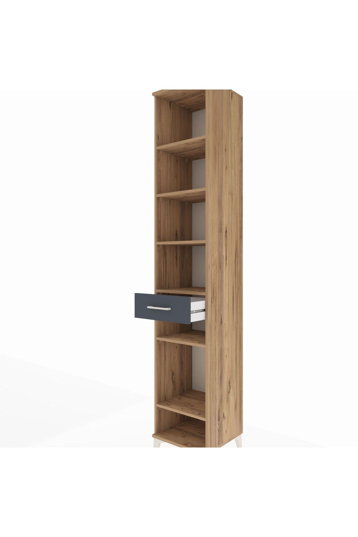 Hyperion Dolap 6 Raflı Tek Çekmeceli 44x44x243 Çam-Antrasit