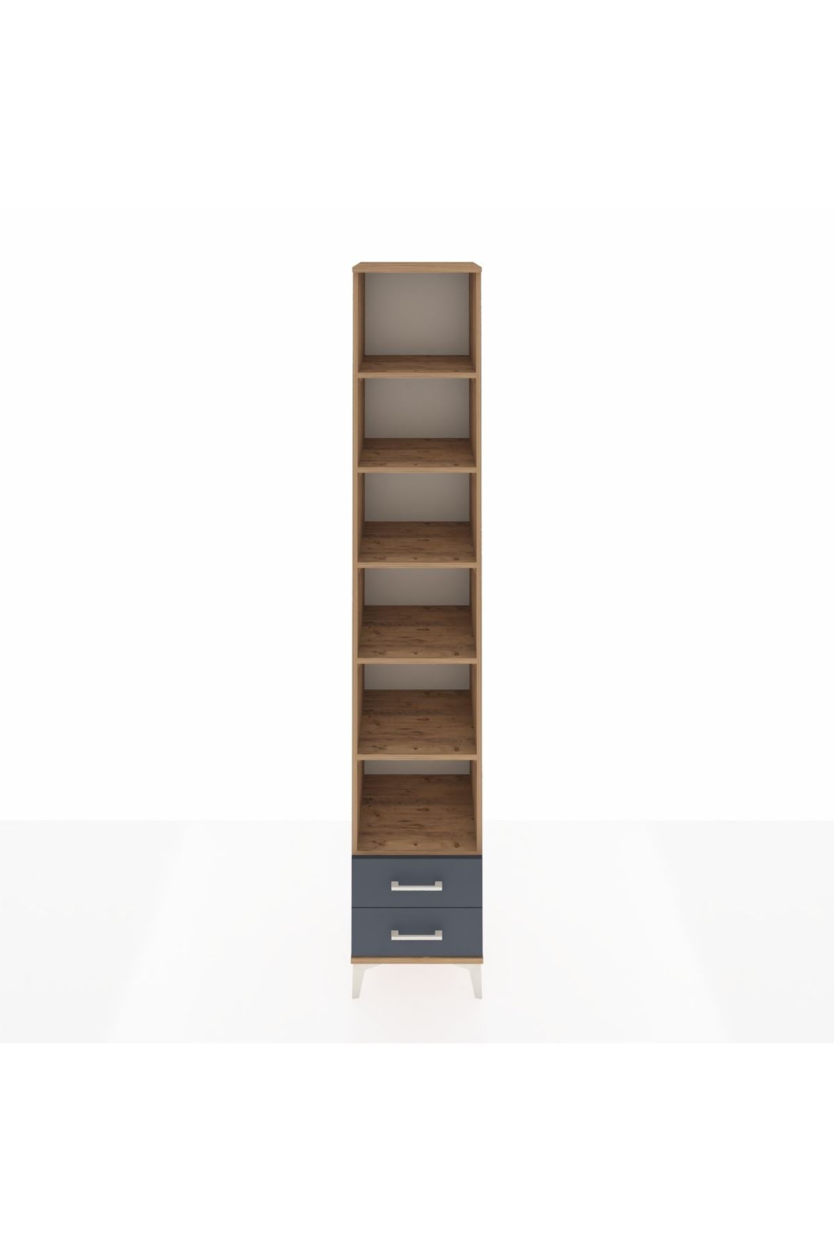 Hyperion Dolap 6 Raflı 2 Çekmeceli 44x44x243 Çam-Antrasit