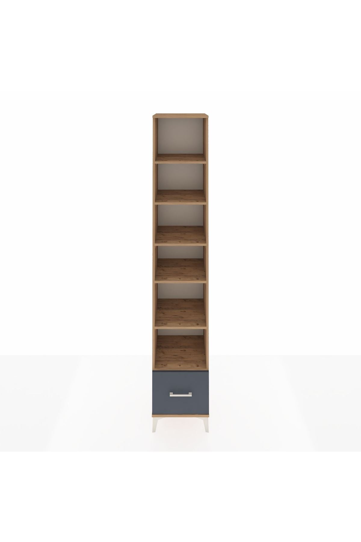 Hyperion Dolap 6 Raflı Tek Çekmeceli 44x44x243 Çam-Antrasit