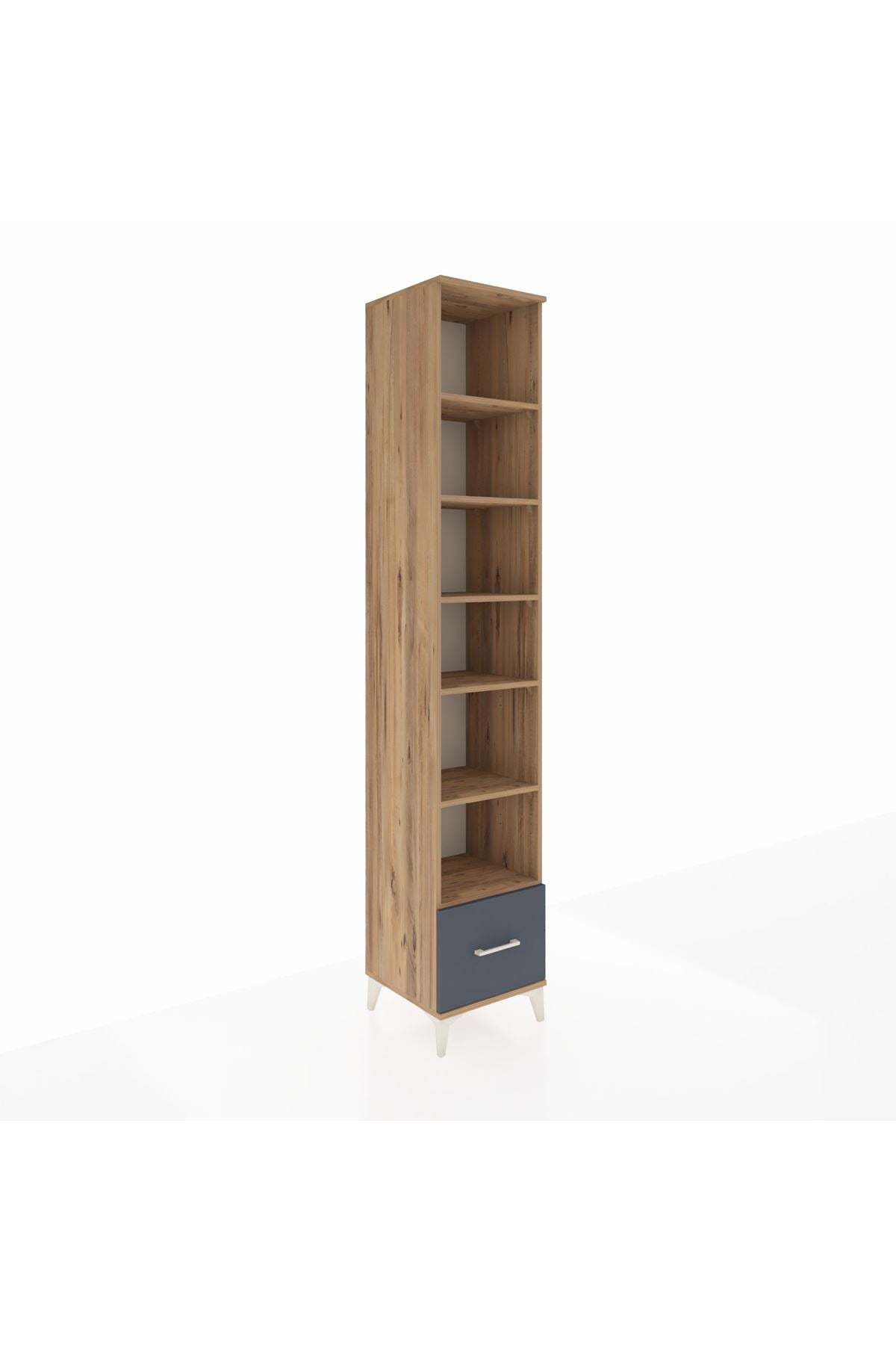 Hyperion Dolap 6 Raflı Tek Çekmeceli 44x44x243 Çam-Antrasit