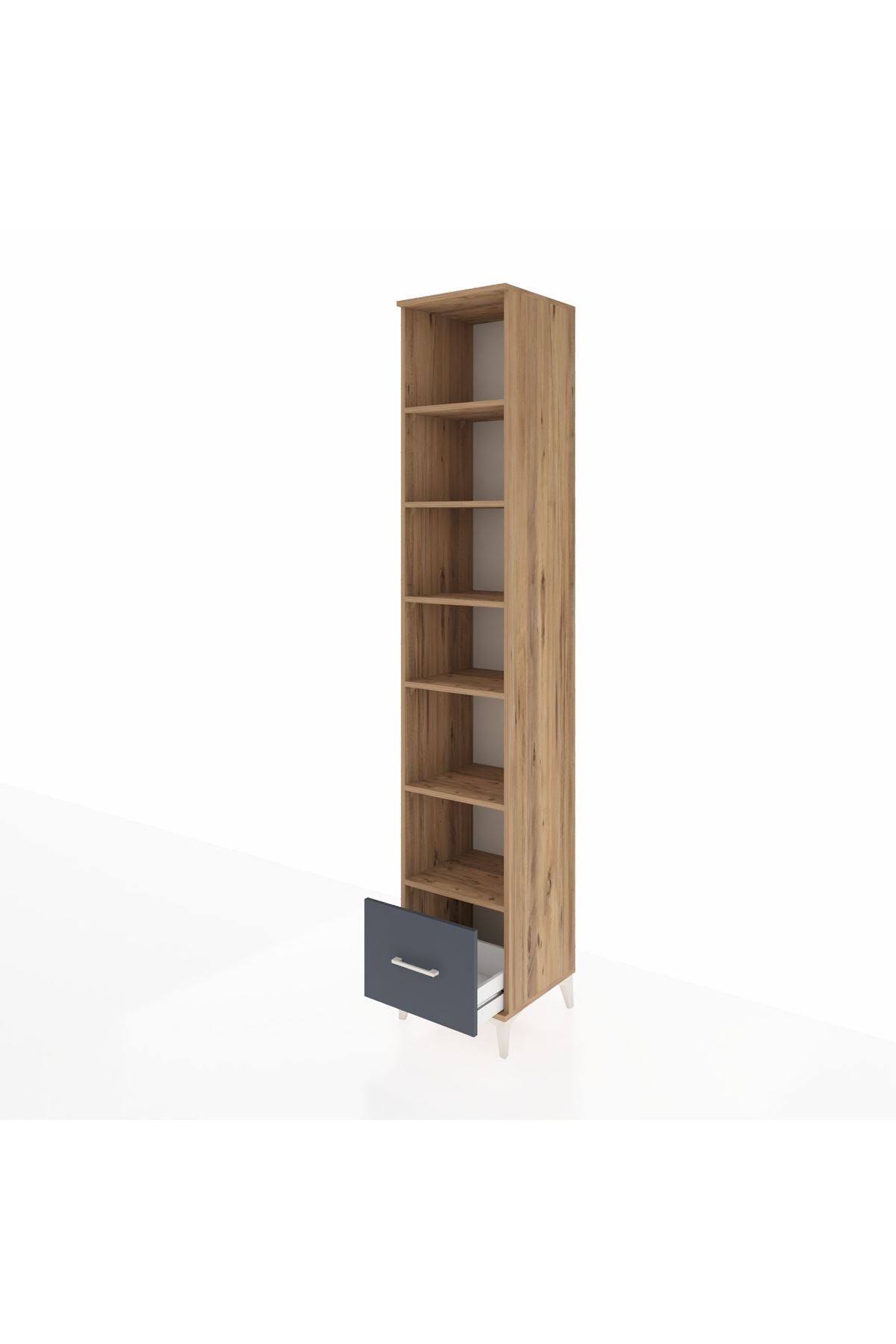 Hyperion Dolap 6 Raflı Tek Çekmeceli 44x44x243 Çam-Antrasit