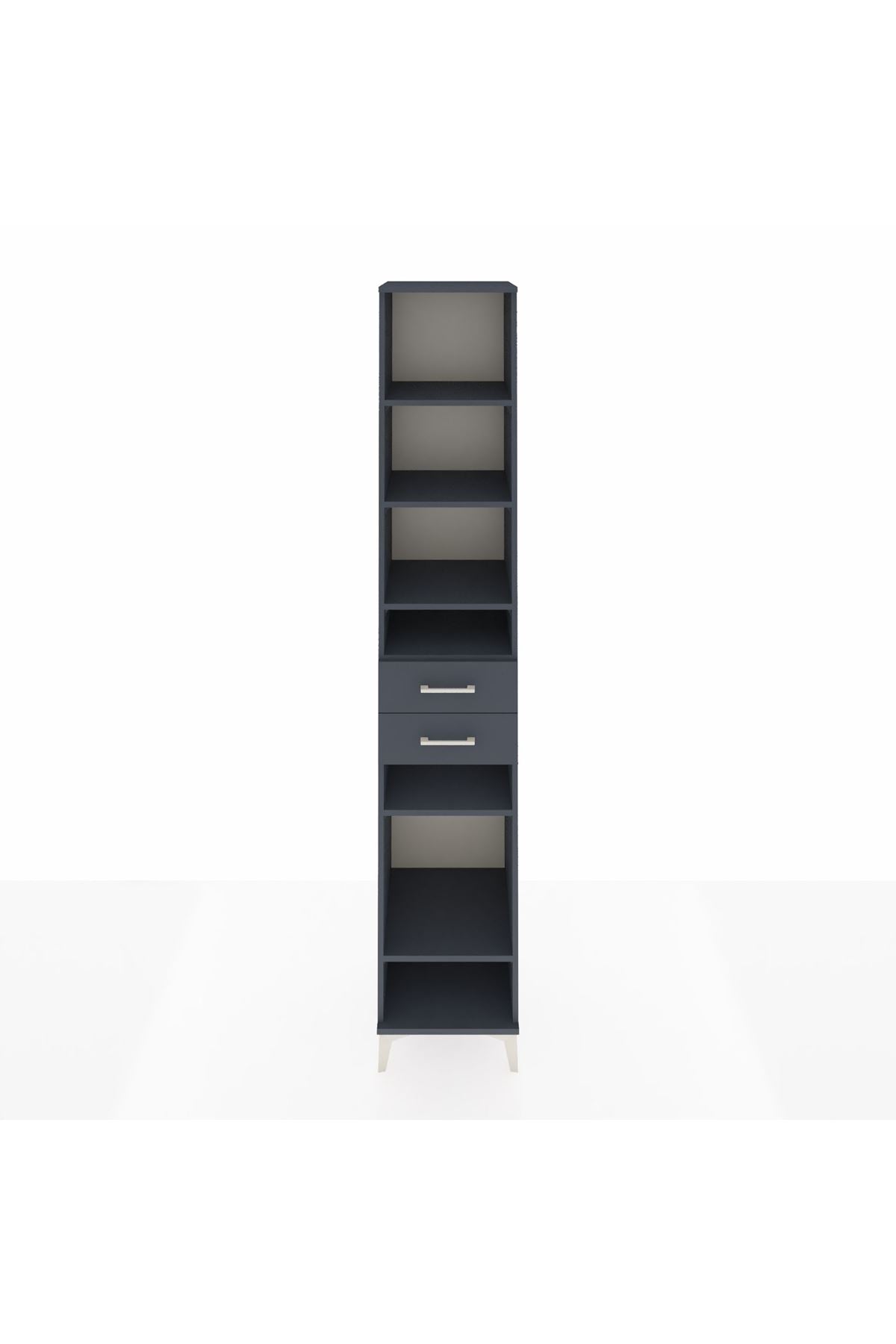 Hyperion Dolap 6 Raflı 2 Çekmeceli 44x44x243 Antrasit-Antrasit