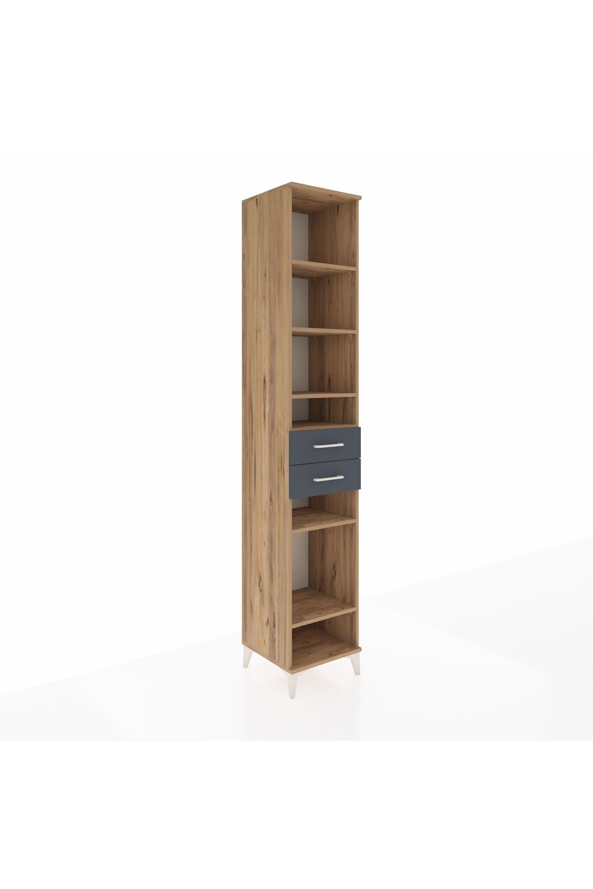 Hyperion Dolap 6 Raflı 2 Çekmeceli 44x44x243 Çam-Antrasit