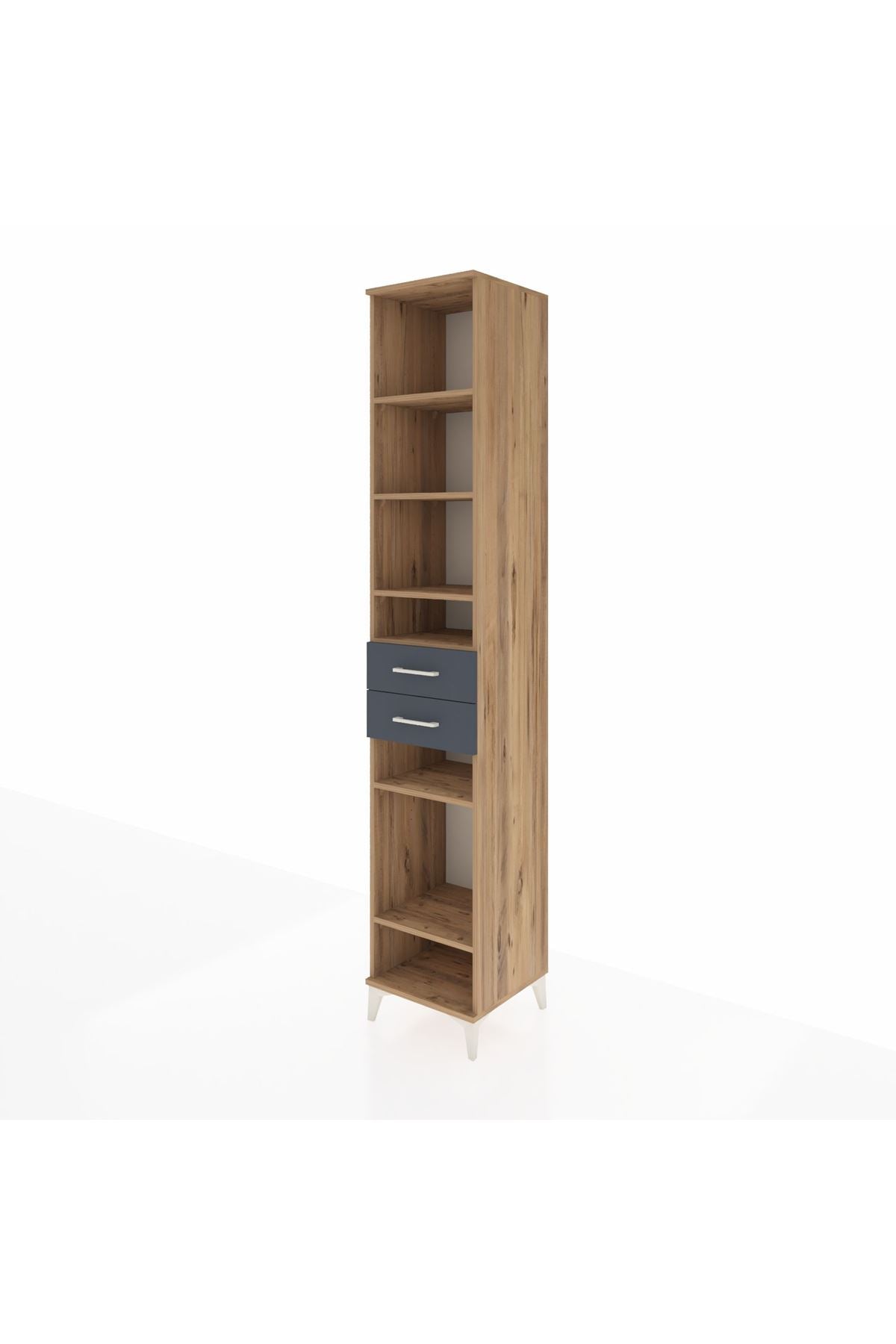 Hyperion Dolap 6 Raflı 2 Çekmeceli 44x44x243 Çam-Antrasit