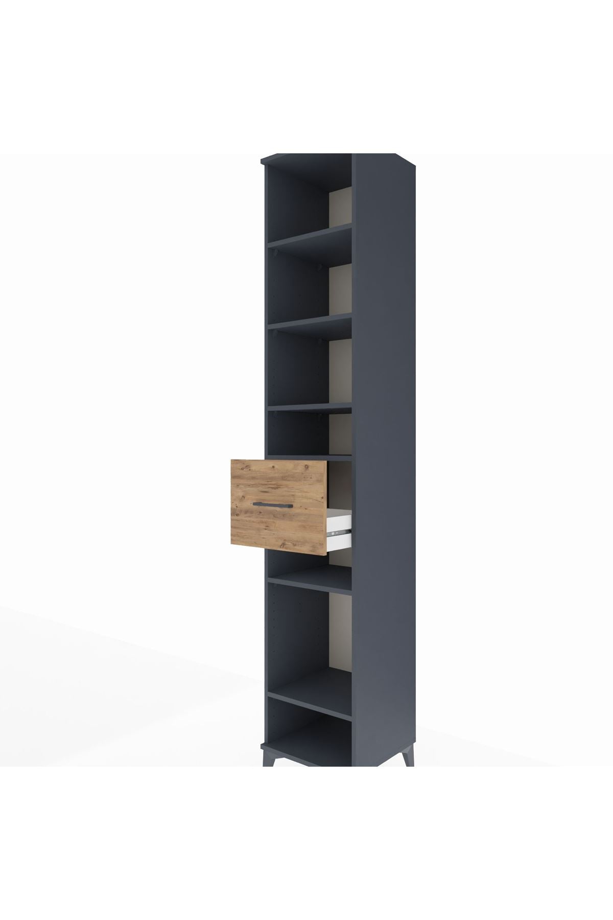 Hyperion Dolap 6 Raflı Tek Çekmeceli 44x44x243 Antrasit-Çam