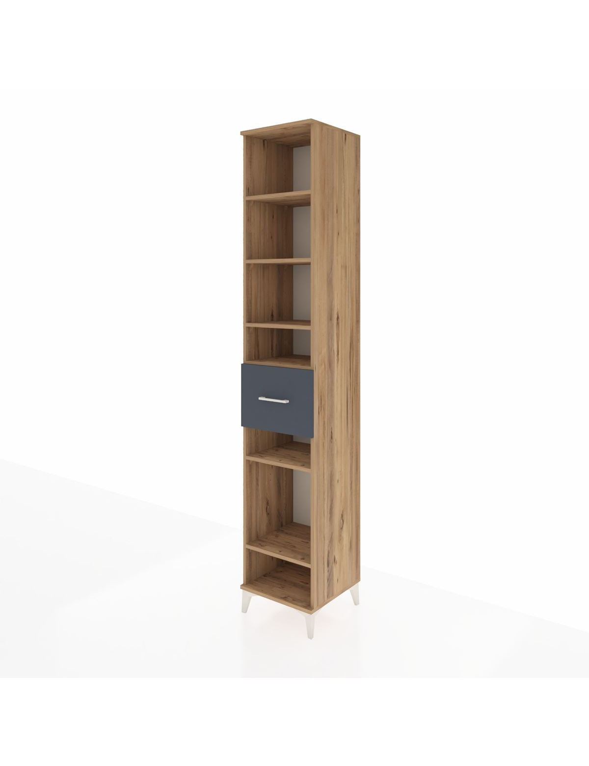 Hyperion Dolap 6 Raflı Tek Çekmeceli 44x44x243 Çam-Antrasit