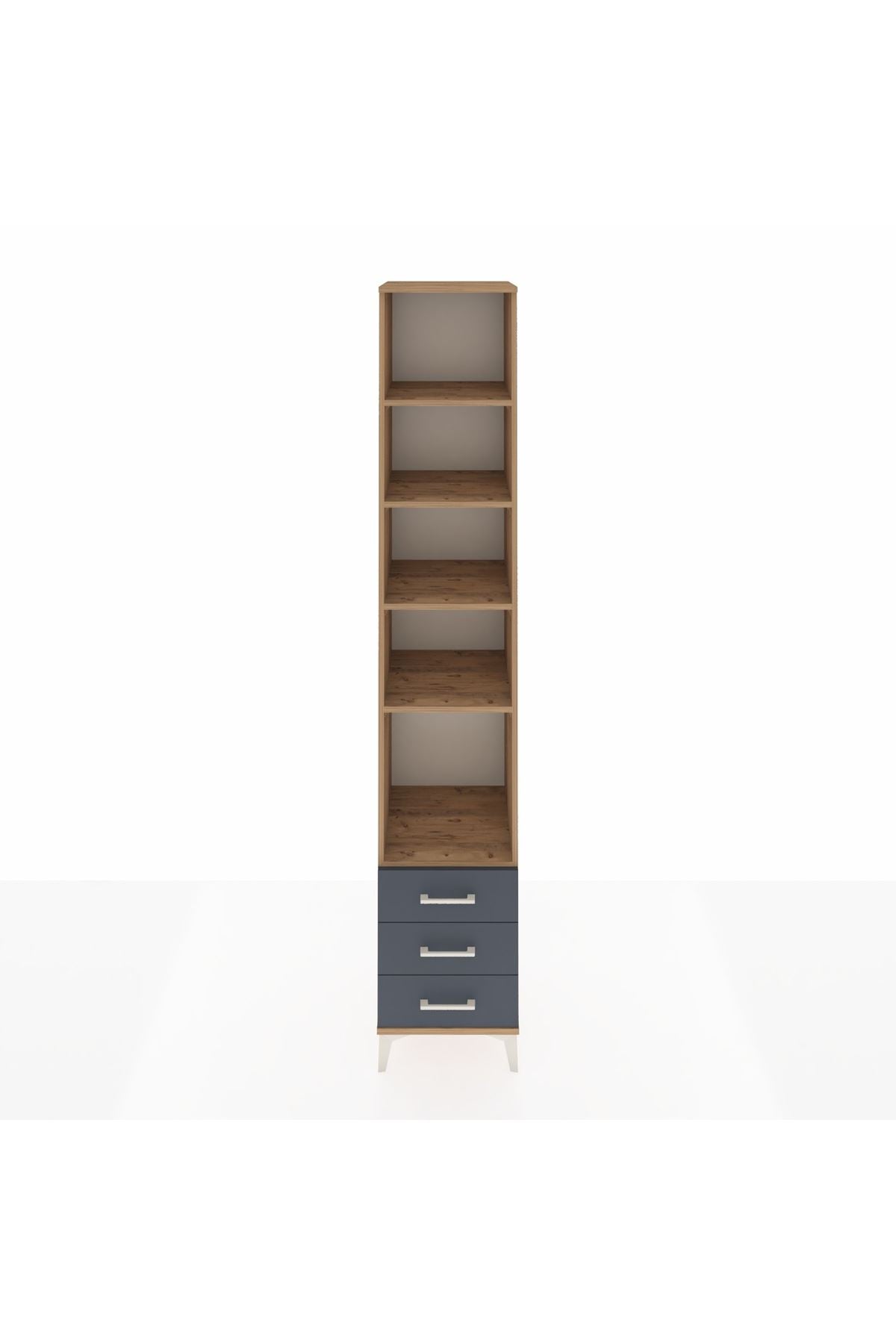 Hyperion Dolap 5 Raflı 3 Çekmeceli 44x44x243 Çam-Antrasit