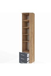 Hyperion Dolap 5 Raflı 3 Çekmeceli 44x44x243 Çam-Antrasit